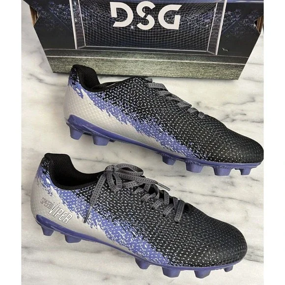 DSG Soccer Cleats Big Kids size Speed Viper Purple Silver